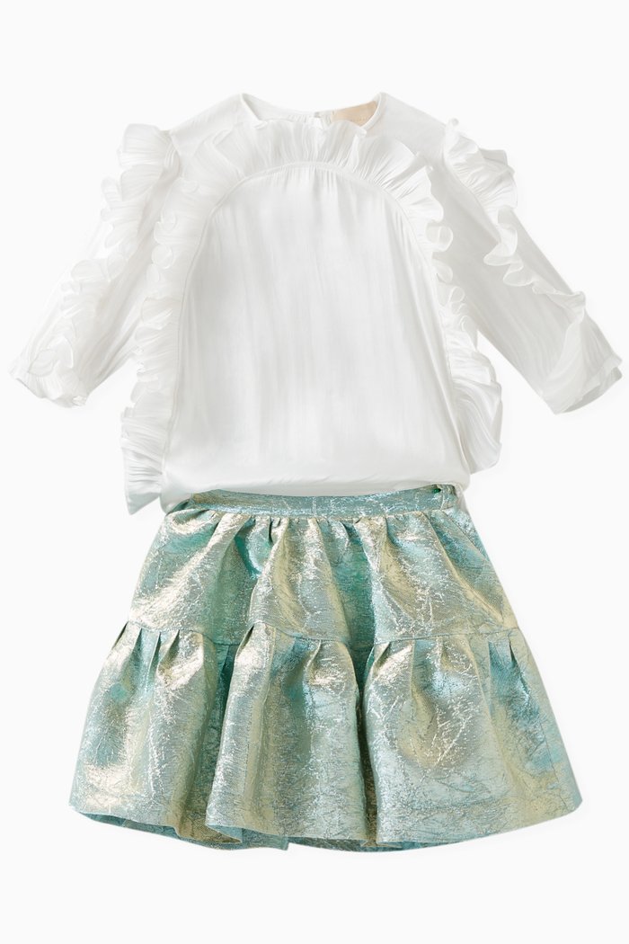 

Metallic Skirt and Top, Set of Three, Green