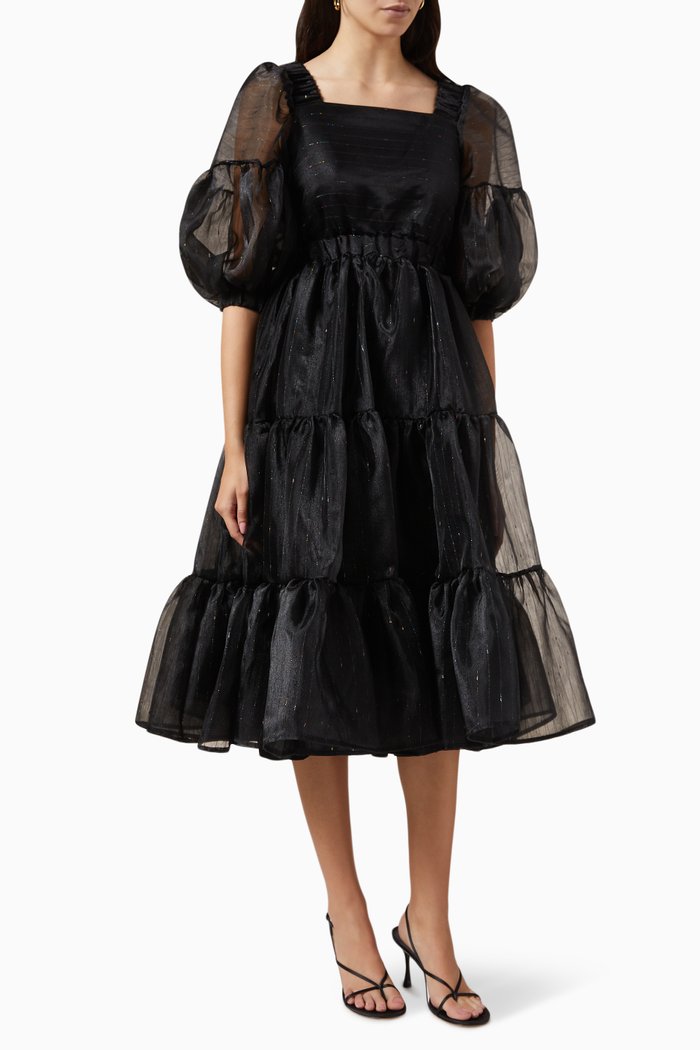 

Tiered Midi Dress, Black