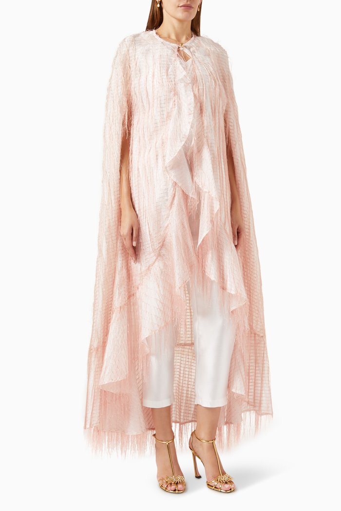 

Feathery Cape and Jumpsuit Set, Neutral
