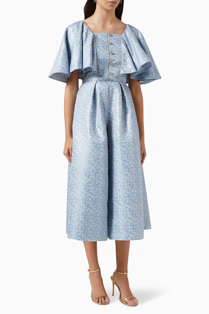 

Wavy Sleeve Jumpsuit, Blue