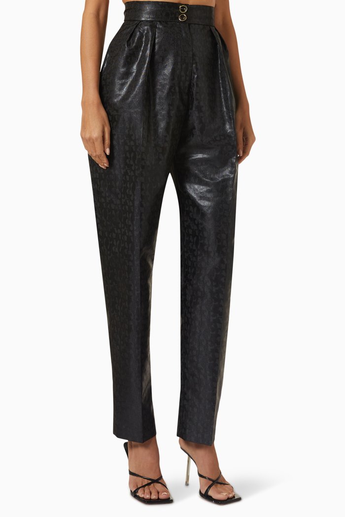 

High-rise Straight-leg Pants, Black