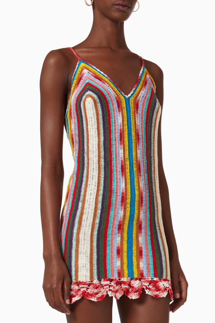 

Super Sonic Crochet Mini Dress in Cotton, Multicolour