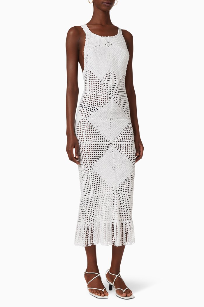 

Quadricor Crochet Maxi Dress in Cotton, White