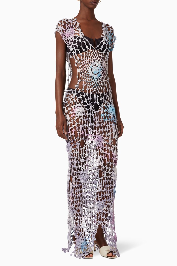 

Yell Tie-dye Crochet Maxi Dress in Cotton, Multicolour