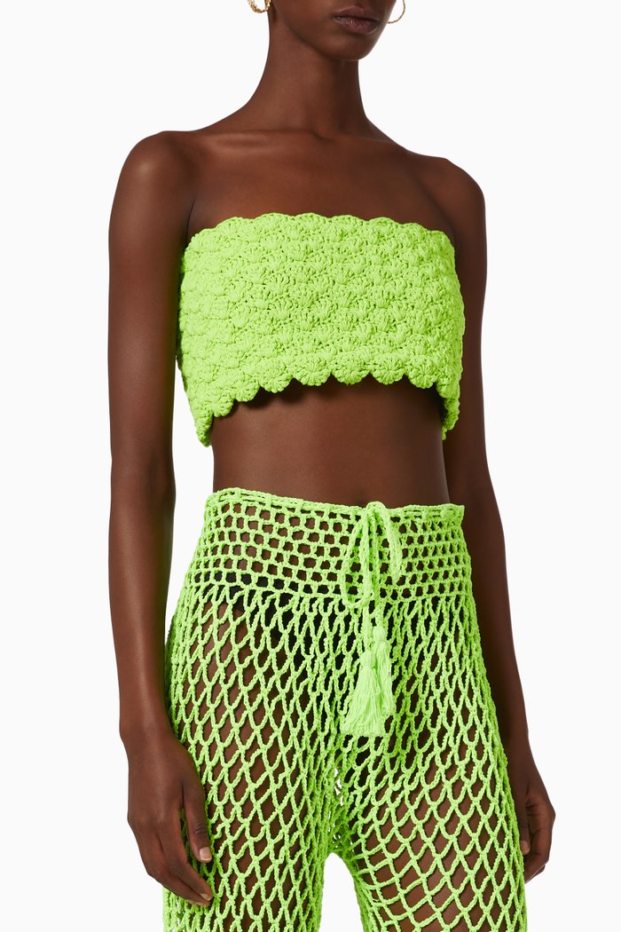 

Faixa Crochet Crop Top in Cotton, Green