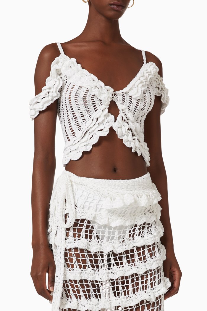 

Laise Crochet Crop Top in Cotton, White