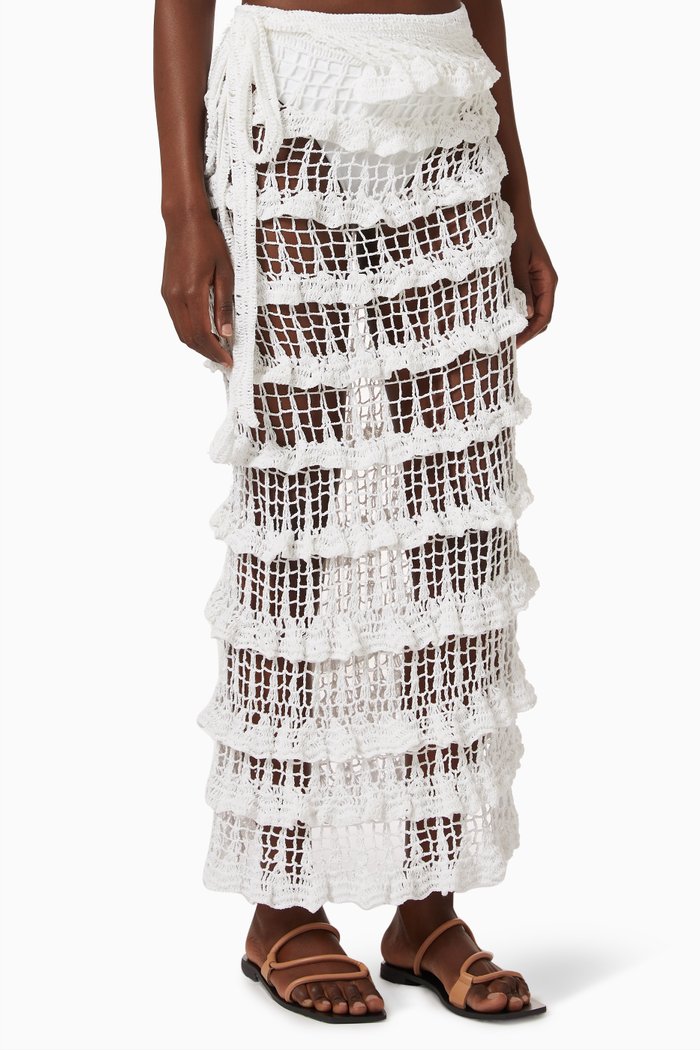 

Laise Crochet Maxi Skirt in Cotton, White