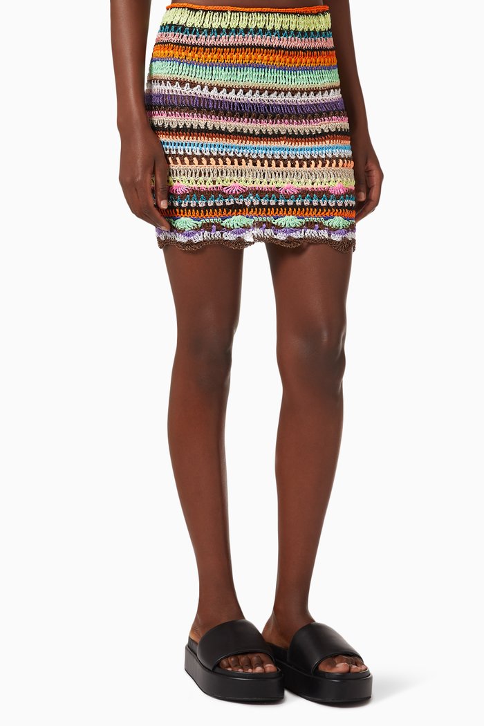 

Vagalume Crochet Mini Skirt in Cotton, Multicolour