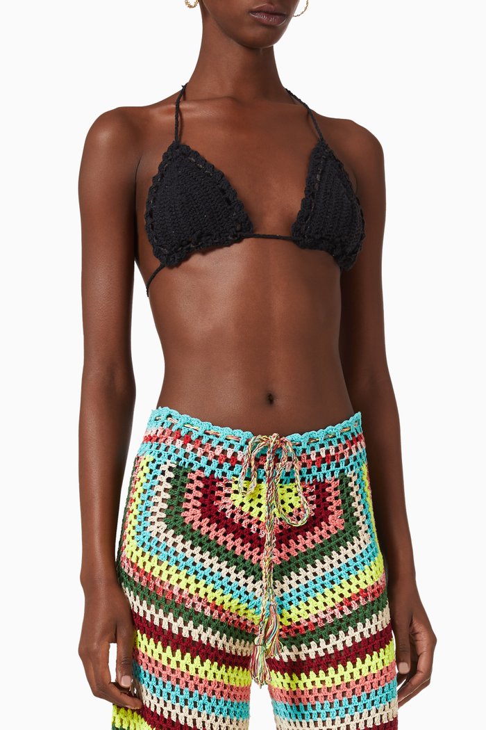 

Paradise Crochet Crop Top in Cotton, Black