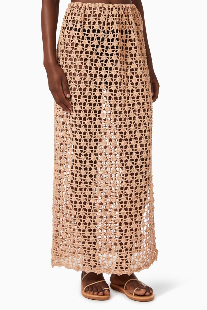

Renewal Crochet Maxi Skirt in Cotton, Brown