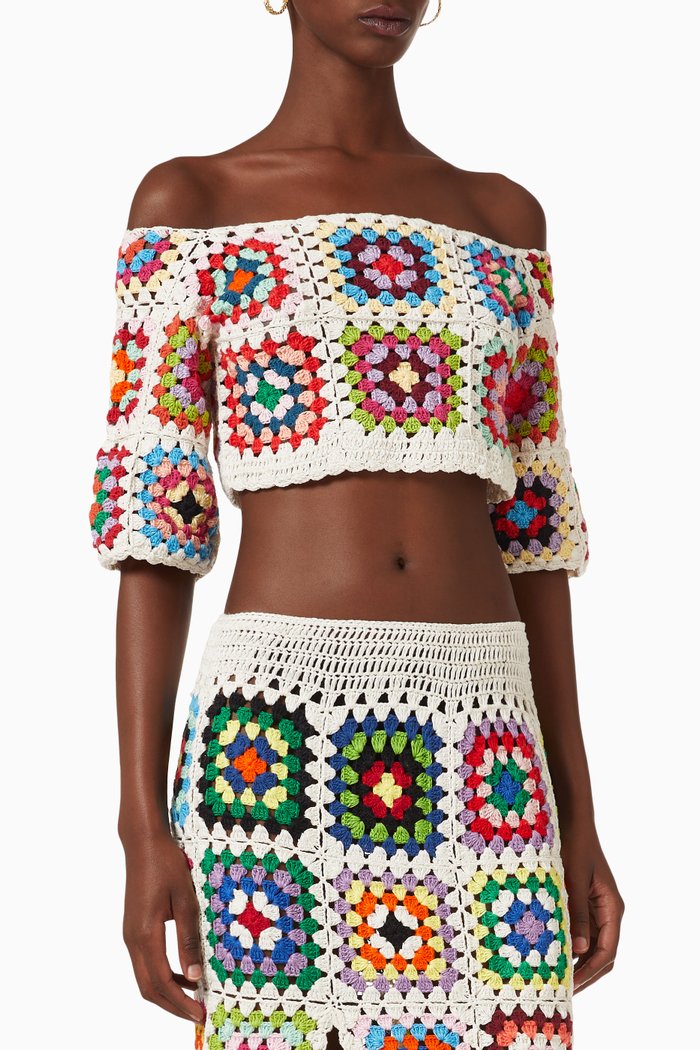 

Suavidade Crochet Crop Top in Cotton, White