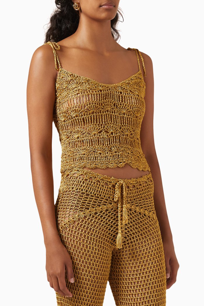 

Selina Crochet Top in Cotton, Gold