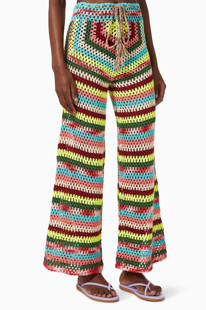 

Super Sonic Crochet Pants in Cotton, Multicolour