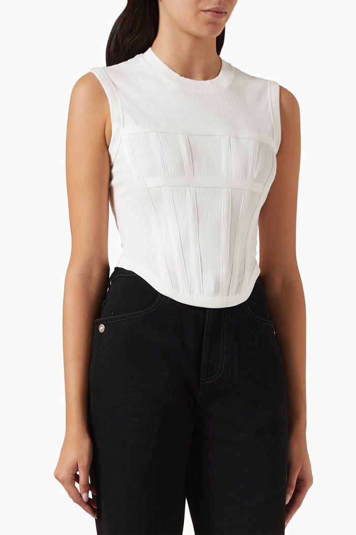

Ribbed Corset Tank Top in Organic Cotton, Neutral