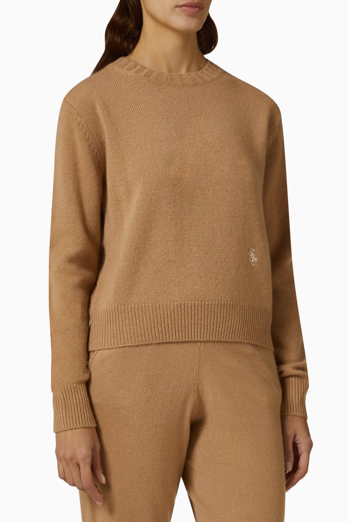 

Itzel Crewneck Sweater in Cashmere Knit, Neutral