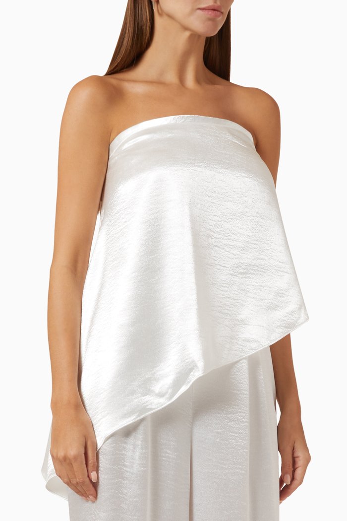 

Ashlee Strapless Top in Satin, White