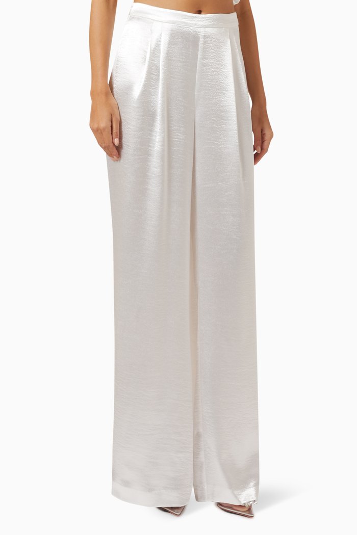 

Alissa Wide-leg Pants in Satin, White