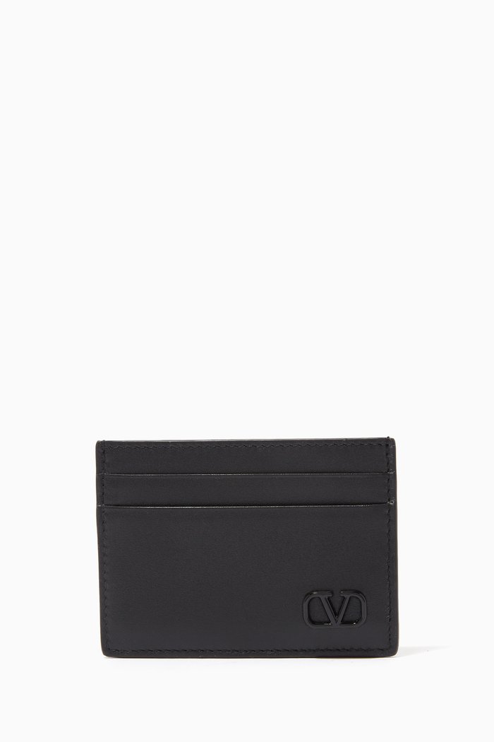 Valentino Garavani VLOGO Card Holder in Leather, Black
