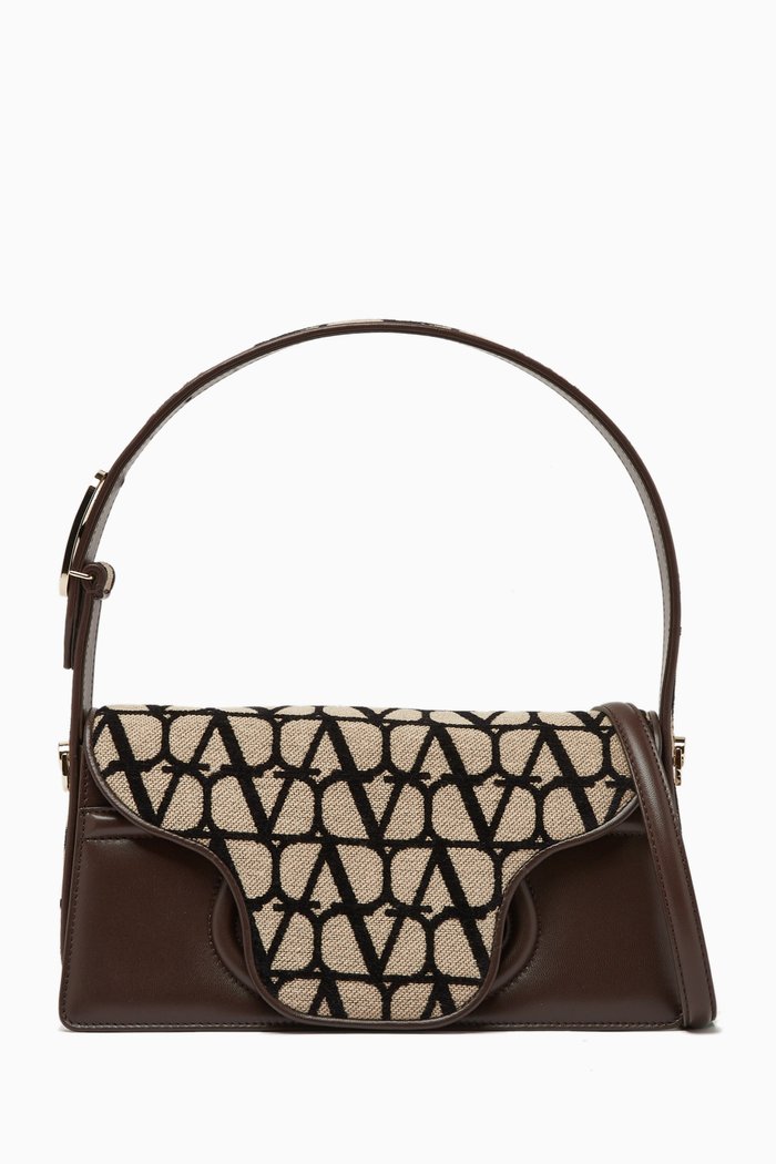 

Valentino Garavani Le Grand Deuxième Shoulder Bag in Toile Iconographe, Neutral