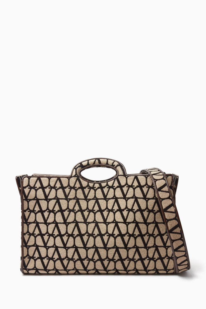 

Valentino Garavani Le Troisième Shopping Bag in Toile Iconographe Canvas, Neutral