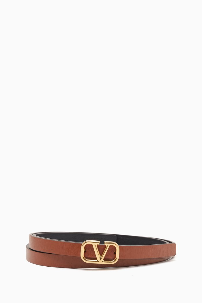 

Valentino Garavani VLogo Reversible Belt in Leather, Brown
