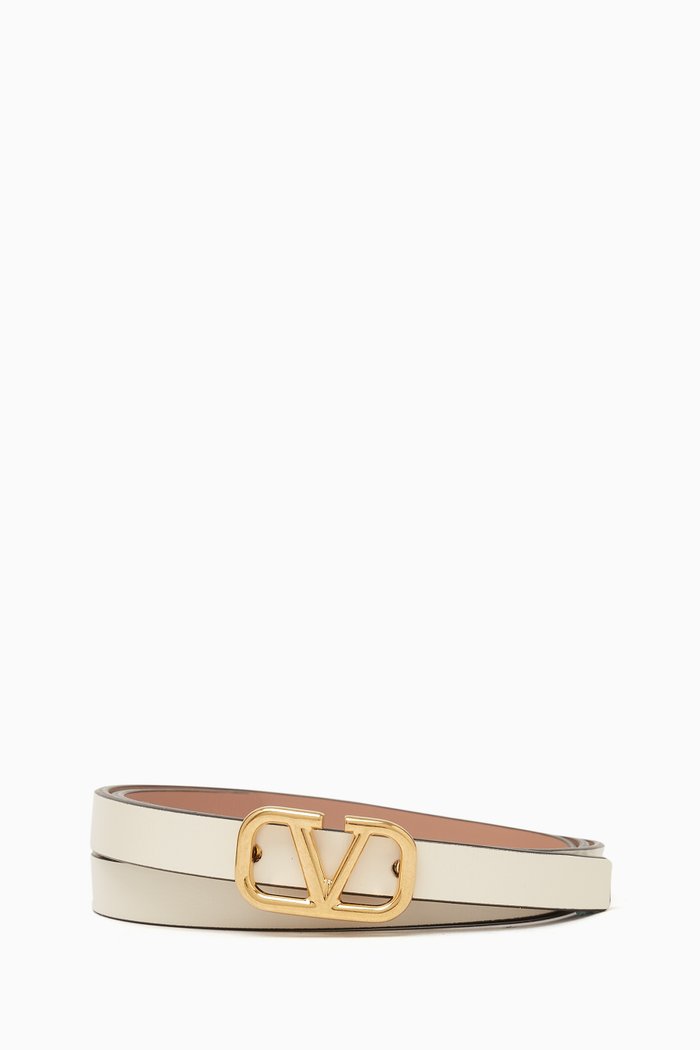 

Valentino Garavani VLogo Reversible Belt in Leather, Neutral