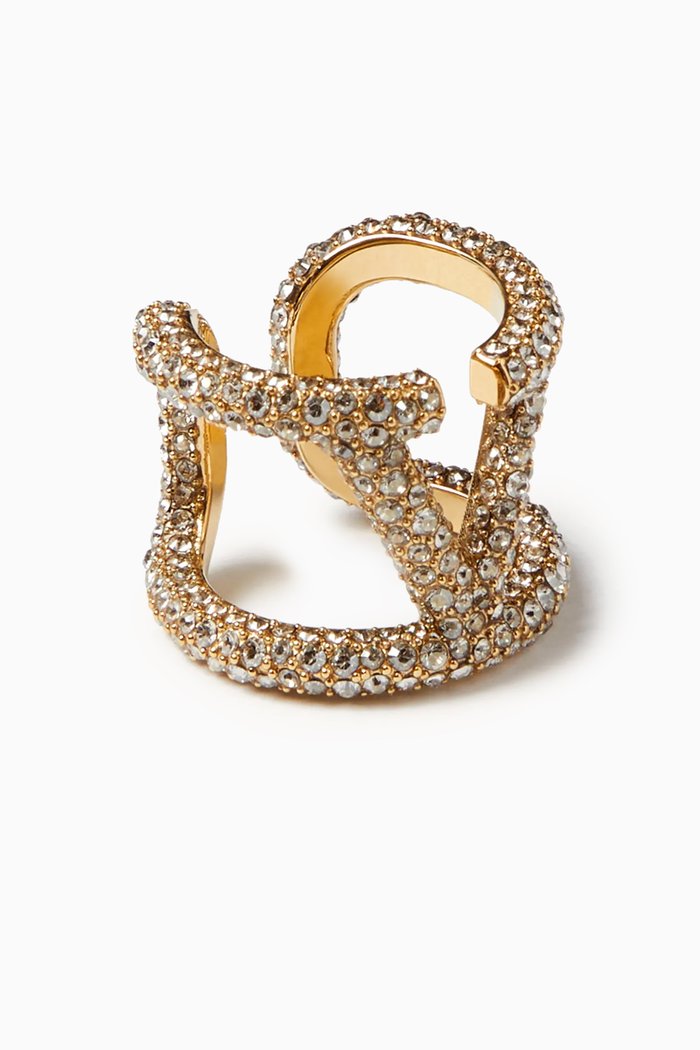 

Valentino Garavani VLOGO Signature Ring in Plated Brass, Gold