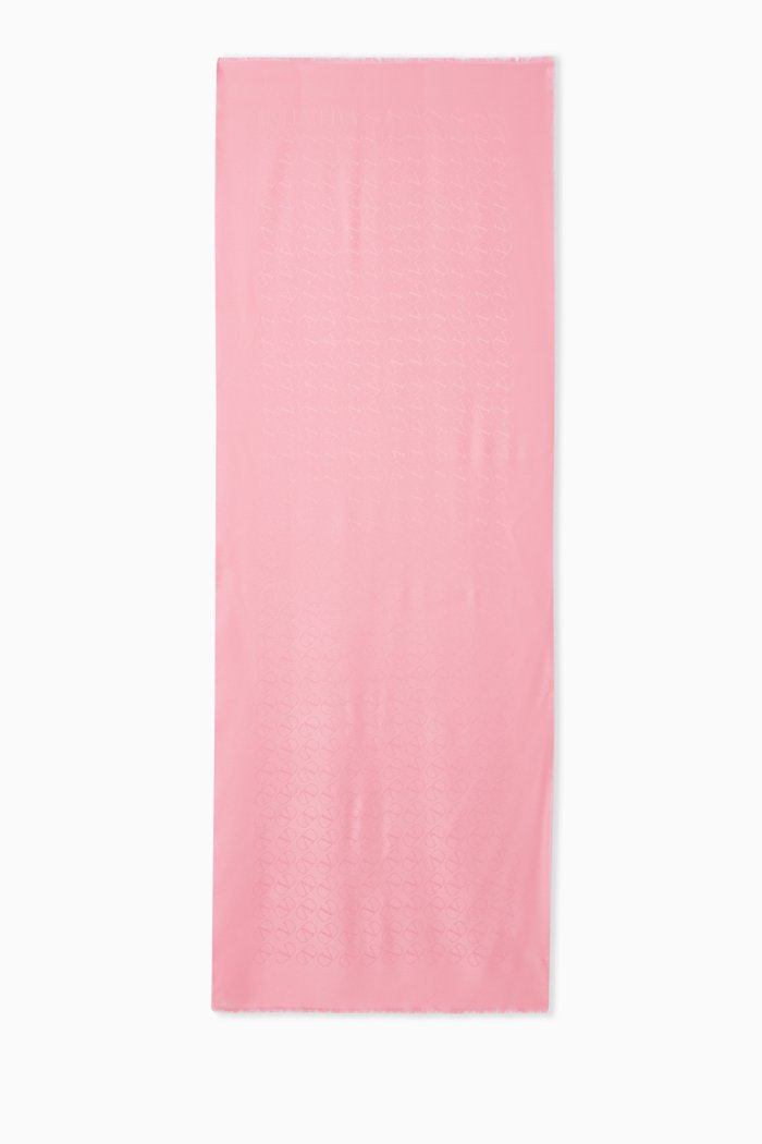 

V-logo Jacquard Shawl in Silk & Wool, Pink