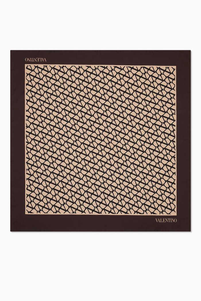

Valentino Garavani VLogo Signature Silk Scarf in Toile Iconographe Silk, Neutral