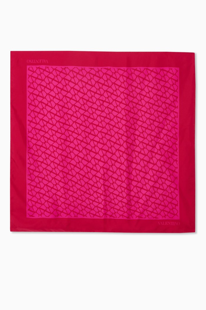 

Valentino Garavani VLogo Signature Silk Scarf in Toile Iconographe Silk, Pink