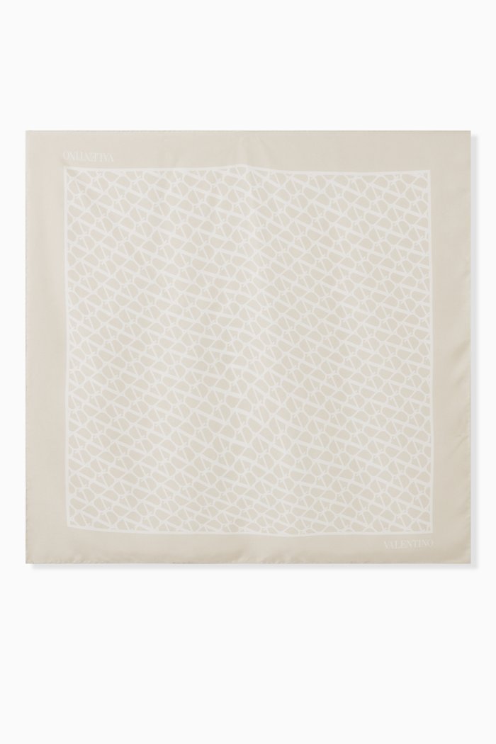 

Valentino Garavani VLogo Signature Silk Scarf in Toile Iconographe Silk, Neutral