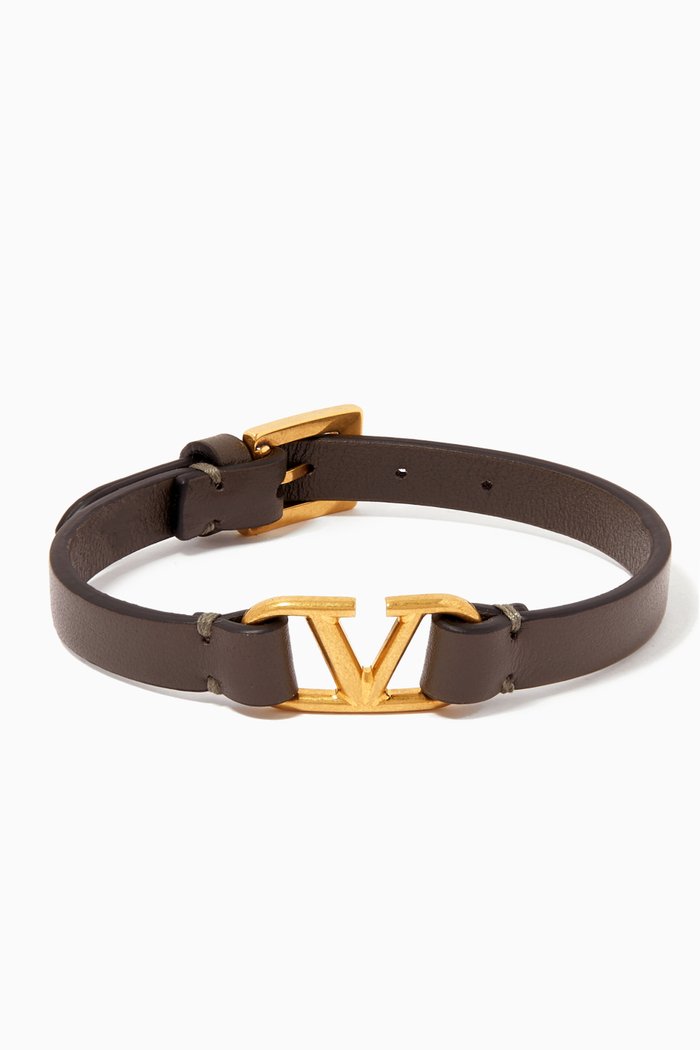 

Valentino Garavani VLOGO Bracelet in Leather, Brown