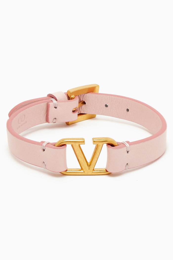 

Valentino Garavani VLOGO Bracelet in Leather, Pink