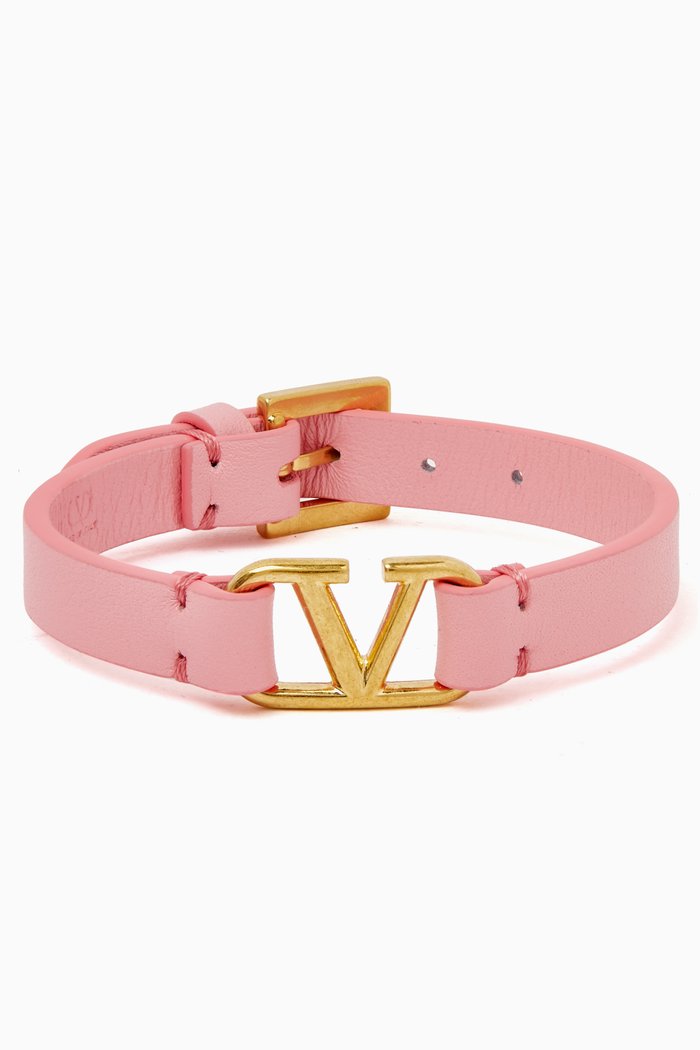 

Valentino Garavani VLOGO Bracelet in Leather, Pink