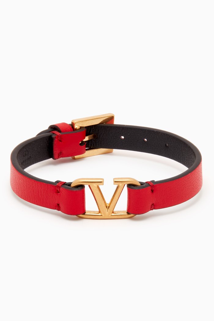 

Valentino Garavani VLOGO Bracelet in Leather, Red