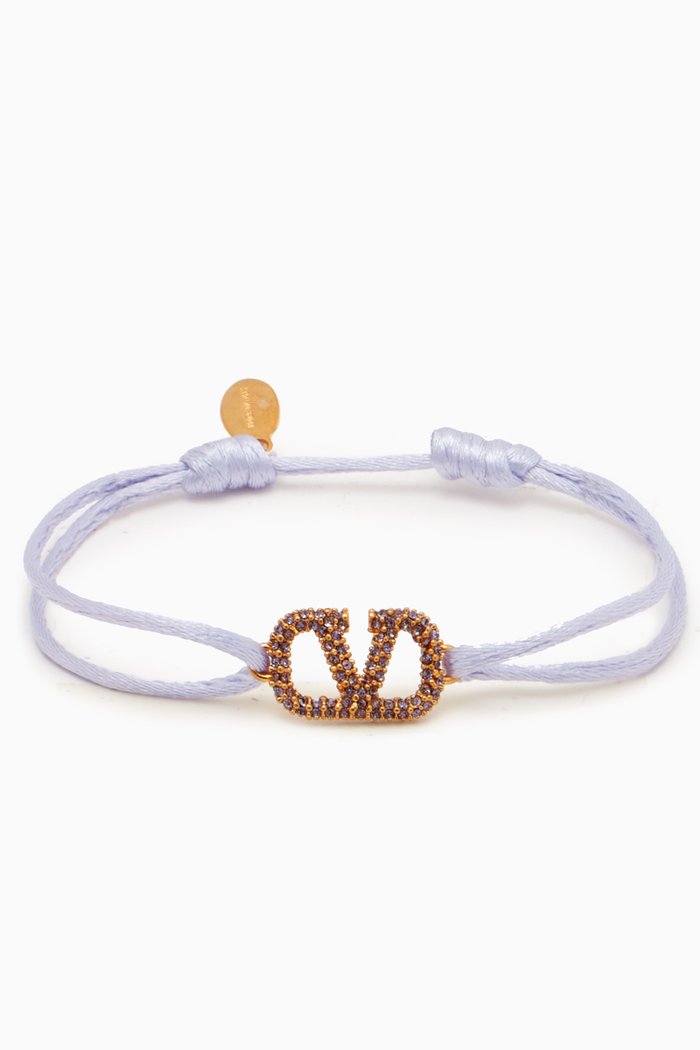 

Valentino Garavani VLOGO Cord Bracelet in Fabric, Blue