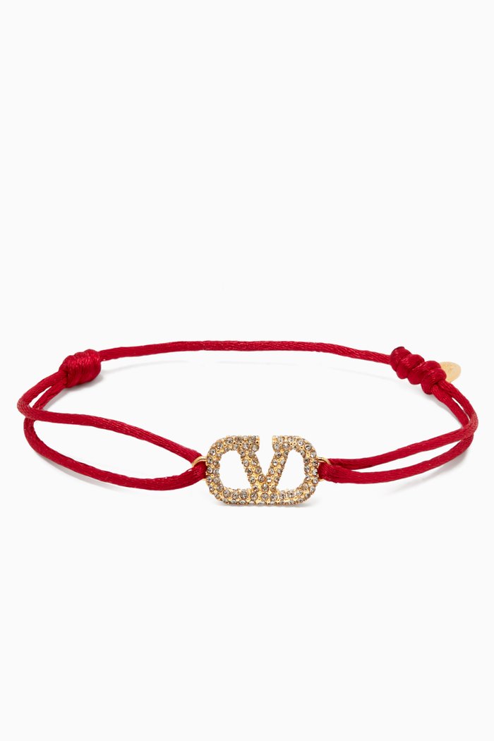 

Valentino Garavani VLOGO Cord Bracelet in Fabric, Burgundy