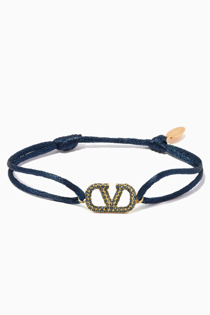 

Valentino Garavani VLOGO Cord Bracelet in Fabric, Blue