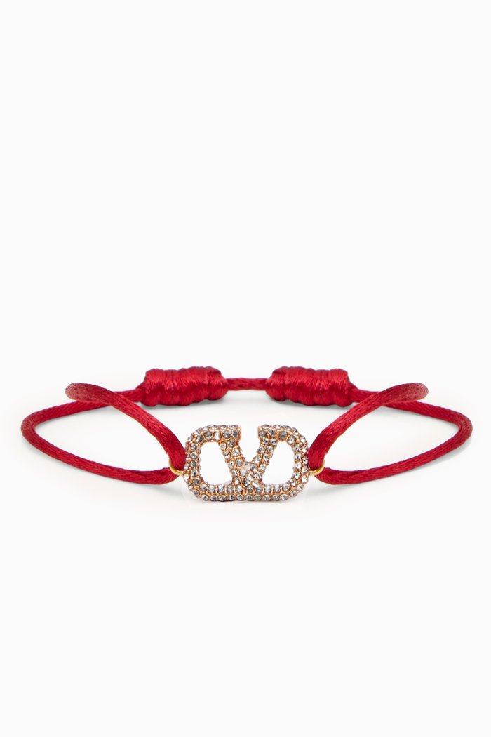 Valentino Garavani VLOGO Cord Bracelet in Fabric, Red