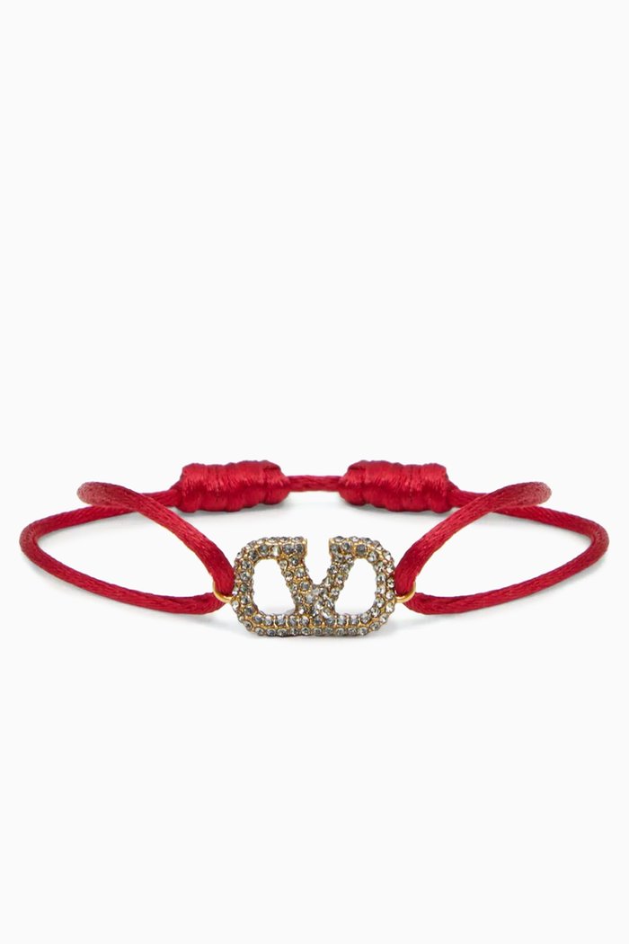 

Valentino Garavani VLOGO Cord Bracelet in Fabric, Red