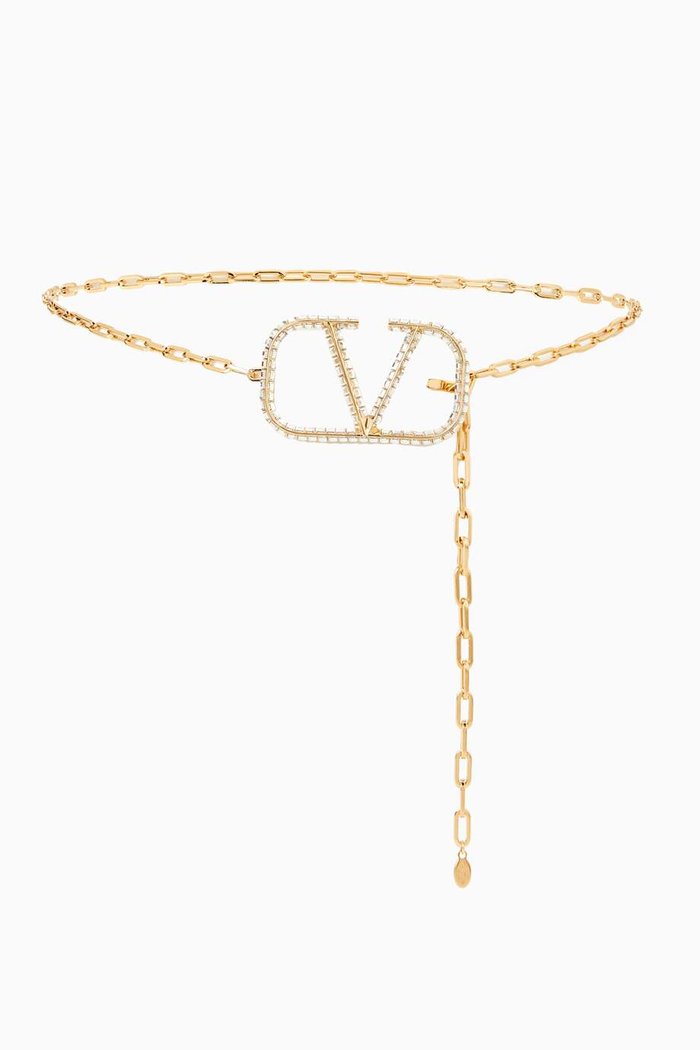 

Valentino Garavani VLogo Signature Chain Belt in Metal, Gold