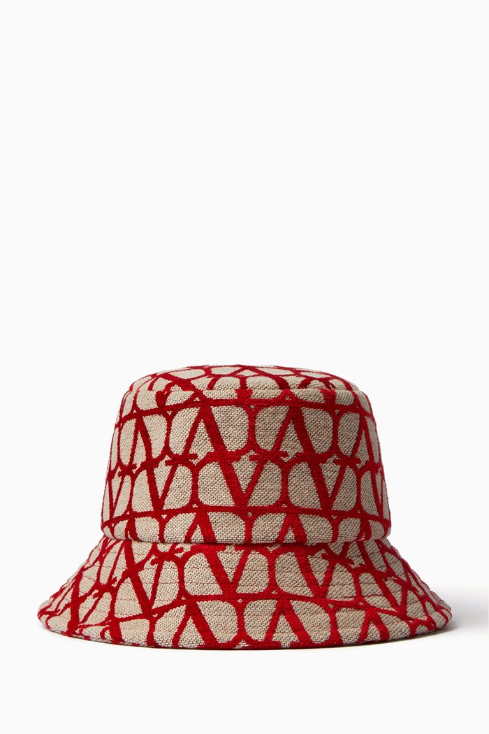 

Valentino Garavani VLOGO Bucket Hat in Toile Iconographe, Red