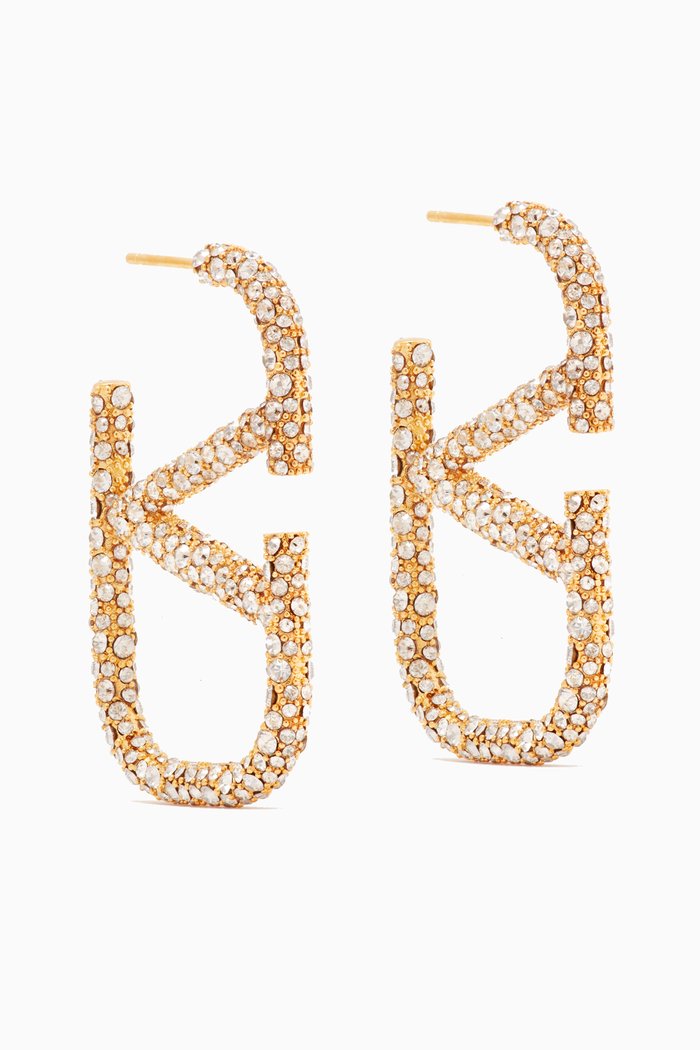 

Valentino Garavani VLOGO Crystal Earrings in Metal, Gold