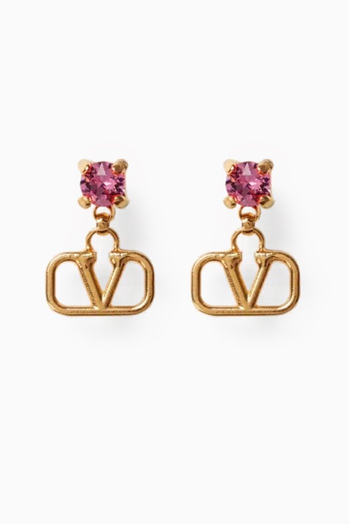 

Valentino Garavani VLOGO Pendant Earrings in Metal, Pink