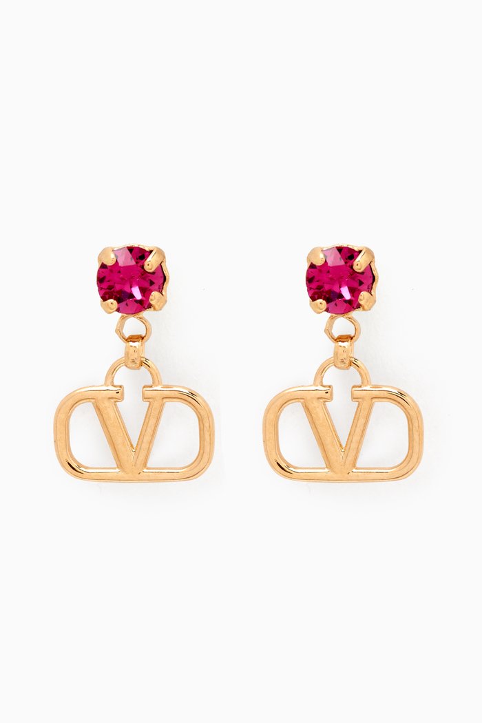 

Valentino Garavani VLOGO Pendant Earrings in Metal, Pink
