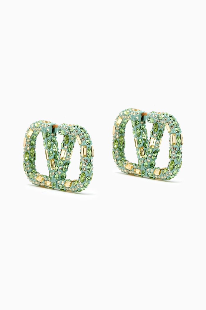Valentino Garavani VLOGO Crystal-embellished Hoop Earrings, Green