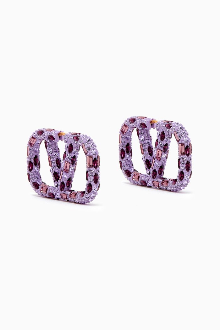 

Valentino Garavani VLOGO Crystal-embellished Hoop Earrings, Purple