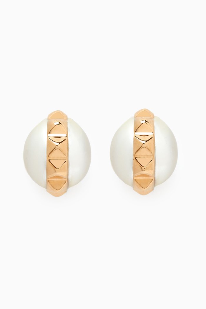 

Perla Rockstud Earrings in Metal & Swarovski® Pearls, Gold
