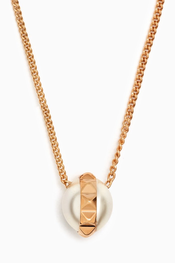 

Perla Rockstud Necklace in Metal & Swarovski® Pearl, Gold