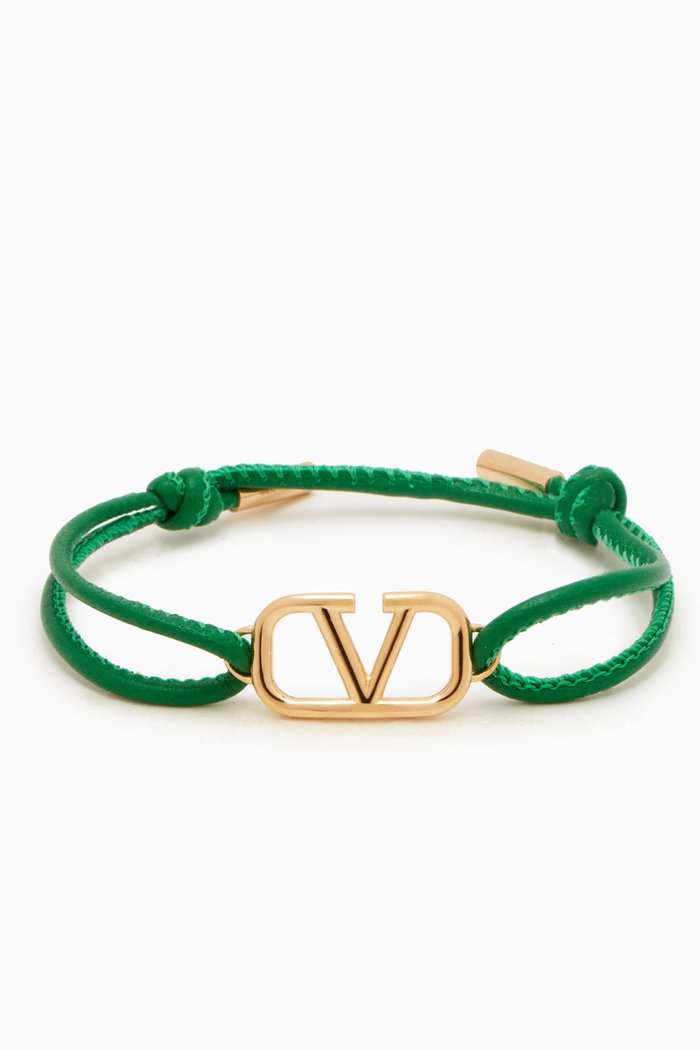 VLOGO Bracelet in Leather, Green